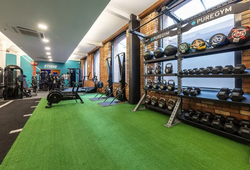 PureGym lifting rig, kettlebells and turf. — PureGym Belfast Adelaide Street